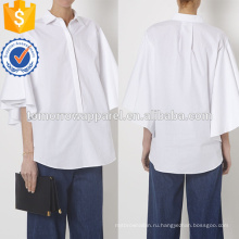 Белый короткий рукав негабаритных рубашка Поплин хлопок Производство Оптовая продажа женской одежды (TA4059B)
